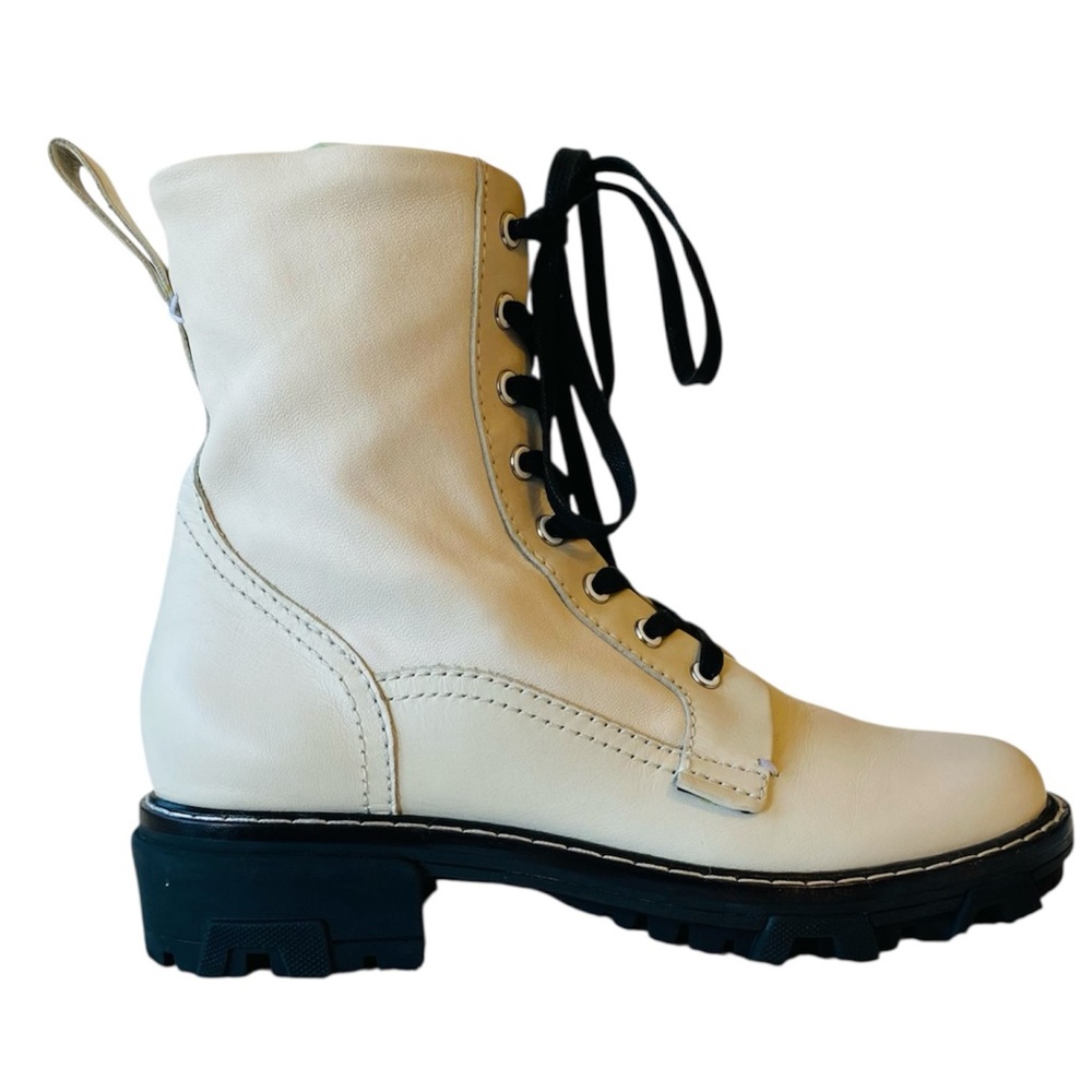 Rag & Bone Shiloh Combat Boots White Leather Black Lug Sole Women’s 39 (8.5–9) - Picture 6 of 14
